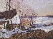 George M Bruestle Barns in Winter Germany oil painting artist